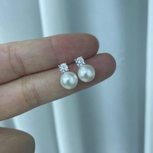 Boucles d'oreilles Mantou en argent sterling S925 avec perle d'eau douce de 8-9 mm, forte brillance, classiques, simples, bijoux pour petite foule, par la princesse Dai - Product Image 3