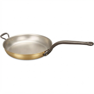 Silver & Gold Polish Brass Metal Fry <b>Pan</b> With Long Handle For Home Kitchen Cookware Stovetop Cooking Frying <b>Pans</b> - Product Image 2