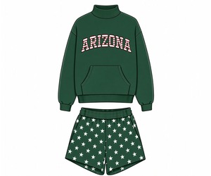 Ensemble deux pièces chic pour femme, sweat-shirt imprimé à col montant et short décontracté assorti, style décontracté et tendance - Product Image 3