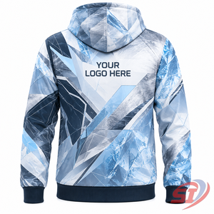 Sweat-shirt à capuche personnalisé haut de gamme, motif géométrique argenté glacé, fermeture éclair intégrale, style streetwear, marque privée, logo OEM, fournisseur en gros - Product Image 2