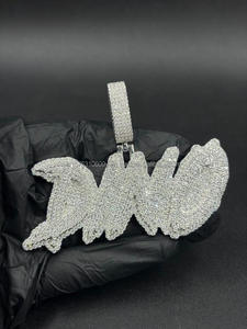 Collar con Colgante de Nombre en Letras con Diamantes de Moissanita, Estilo Hip Hop, Joyería Personalizada con Letras Brillantes, Regalo - Product Image 1