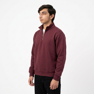 Sweat-shirt personnalisé pour homme à col montant zippé, en polaire douce, coupe oversize, avec poignets côtelés, style décontracté urbain - Product Image 6