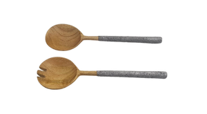 Ensemble de cuillères de service hybrides bois et résine avec extrémité fourchue, finition mate, design minimaliste, réutilisables pour le camping et la décoration - Product Image 3