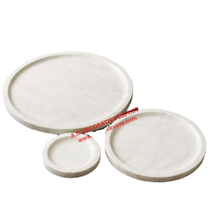 Plato de mármol blanco decorativo, vajilla de alta calidad, tabla para picar mármol para queso, bandeja redonda única, Juego de 3 piezas - Product Image 1