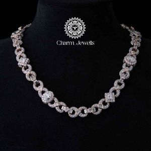 Charm Jewels Unisex Men's Women's Moissanite <b>Statement</b> <b>Necklace</b> 14K Gold Plated Silver Link Chain Brilliant Cut IGI Certified - Product Image 3