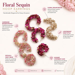 Pendientes de Aro con Lentejuelas Florales para Mujer, Hechos a Mano, con Cuentas, Joyería Moderna, Regalo - Product Image 6