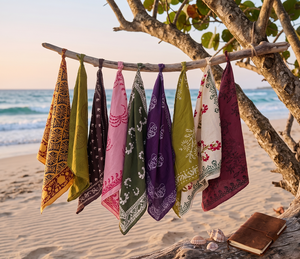 Pañuelos de algodón 100% hechos a mano, lote de pañuelos con estampado de bloques, pañuelos bohemios para la cabeza, pañuelos florales indios, pañuelos para el cabello surtidos, regalo para mujeres - Product Image 1
