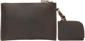 Brown Leather Clutch <b>Zip</b> Around <b>Wallet</b> with Wrist Strap and Coin Pouch Fazmax Corporation Model A46 - Product Image 2