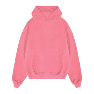 Sweat à capuche d'hiver pour femme 100% coton molletonné écologique respirant coupe-vent brodé surdimensionné avec logo frontal uni bleu foncé OEM - Product Image 1