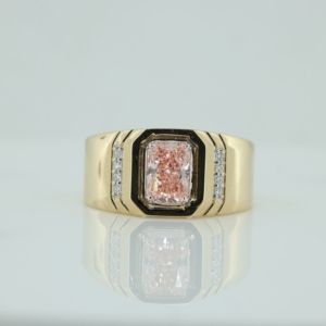 In Stock Gold Plated S925 <b>Silver</b> Custom <b>Emerald</b> Cut Moissanite Engagement <b>Ring</b> for Men's Wedding - Product Image 1