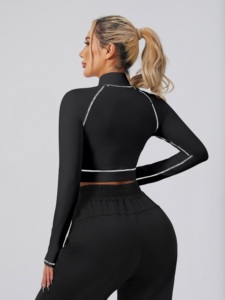 Women's <b>Lightweight</b> Zip Sleeve Sports <b>Jacket</b> Spring Polyester/Nylon Long Gym Sweaters Yoga <b>Running</b> Fitness Athletic Jogging - Product Image 3