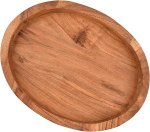 <b>Tray</b> Acacia Wood Oval <b>Large</b> <b>Tray</b> with Handle Food Serving <b>Trays</b> for Living Room Home Dining Table - Product Image 1