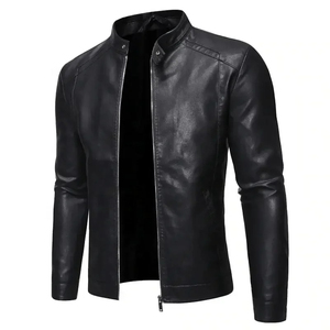 Veste d'hiver pour homme la plus vendue, en cuir véritable avec col montant et fermeture éclair, veste en cuir de marque pour garçons - Product Image 1
