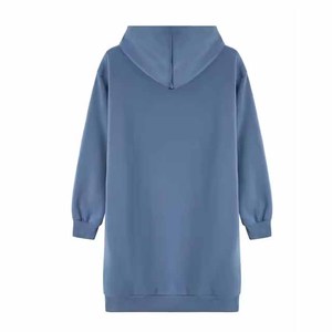 Vestido Sudadera con Capucha Oversize para Mujer, Color Liso, Manga Larga, Tejido de Algodón, Estilo Transpirable para Otoño - Product Image 2
