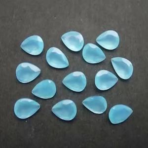 Calcedonia de agua natural de alta calidad, 5x7mm, corte de pera facetado para joyería, venta al por mayor, piedras preciosas sueltas a granel del fabricante de la India - Product Image 1