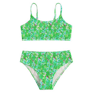 Traje de Baño de Dos Piezas para Mujer, Top de Bikini con Braguitas de Cintura Alta con Estampado Floral Digital, Elástico, de Spandex y Poliéster, para la Playa - Product Image 4