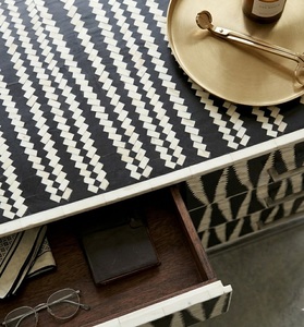 Aparador de Madera Maciza con Incrustaciones de Hueso, Hecho a Mano, con Diseño Floral, para Comedor, Sala de Estar o Dormitorio - Product Image 3
