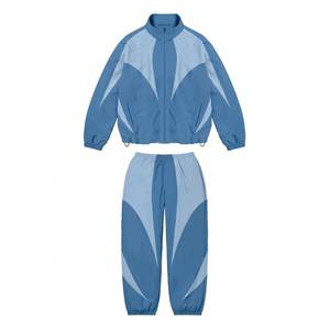 Nouveaux ensembles de pantalons coupe-vent en nylon pour hommes RTS Custom Logo Blue With Panels, pour l'été, séchage rapide, respirant, style streetwear. - Product Image 1