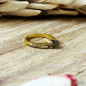 Unique Design <b>Dainty</b> Solitaire Labradorite <b>Ring</b> Boho Brass <b>Rings</b> for Women 18k Gold Plated Minimalist <b>Ring</b> for Wholesale/OEM/ODM - Product Image 4