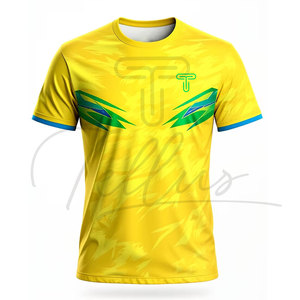 Camiseta de Fútbol Personalizada a Rayas Rojas y Negras, Cuello en V, Manga Corta, Transpirable, de Poliéster, Unisex, para Adultos, con Estampado Sublimado - Product Image 4
