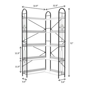 Libreria Angolare Moderna a 5 Ripiani, Grande Scaffale Aperto con Vani Alti per Esposizione e Conservazione - Product Image 3