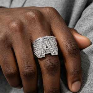 925 Silver Hip Hop <b>Ring</b> VVS Round Cut Moissanite Diamond <b>Iced</b> Out Personalized Luxury Statement <b>Ring</b> For Men's wear - Product Image 2