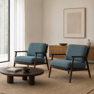 Sillón de Salón de Lujo en Madera de Teca Sólida, Tapizado, Estilo Escandinavo, para Hotel, Villa, Apartamento, Muebles de Sala de Estar - Product Image 1