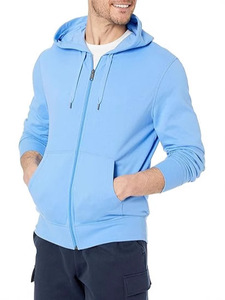 เสื้อฮู้ดซิปผู้ชาย สีเทา ทรงปกติ สีพื้น ผ้าถักลำลอง 100% ผ้าฝ้าย สำหรับใส่ในฤดูใบไม้ร่วง - Product Image 3