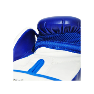 Gants d'entraînement de boxe en PU bleus et blancs avec fermeture Velcro pour adultes de 14 ans et plus, design respirant - Product Image 4