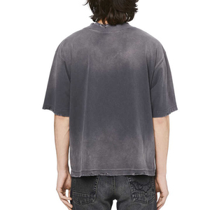 เสื้อยืดลำลองผู้ชายสไตล์วินเทจฟอกสี ทรงหลวม คอโอ พิมพ์ลายตามสั่ง แขนสั้น ผ้าฝ้าย - Product Image 4