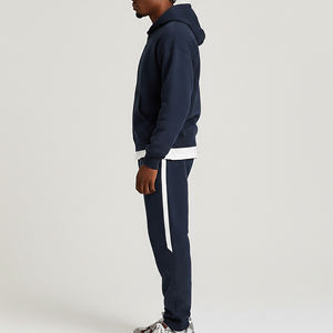 Conjunto Deportivo OEM Estampado de Felpa, Estilo Vintage, 100% Algodón Transpirable, Sudadera con Capucha y Cordón Ajustable, Pantalones Deportivos Holgados - Product Image 3