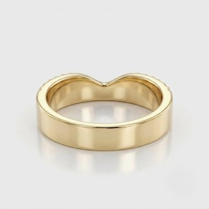 Bague de mariage en moissanite en forme de V plaquée or jaune pour femme, bijou de mariée confortable avec diamant de forme ronde - Product Image 3