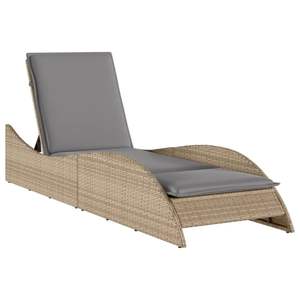 Chaise longue de patio extra longue en rotin PE beige avec structure en acier thermolaqué, mobilier de relaxation extérieur de haute qualité - Product Image 2