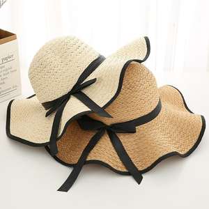 Chapeau de plage souple en paille pour femme, protection solaire estivale, idéal pour les vacances à la station, chapeau de mode, vente en gros - Product Image 1