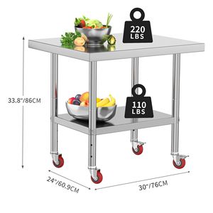 Tavolo da Lavoro in Acciaio Inox Certificato NSF 30x24 Pollici con Ripiano Regolabile, Alta Capacità di Carico, Tavolo da Preparazione Commerciale - Product Image 3