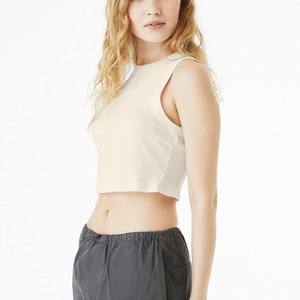 Custom Womens Crop Tank <b>Top</b> Sleeveless Gym Fitness Workout Yoga High Neck Breathable Activewear Custom OEM Wholesale - Product Image 1