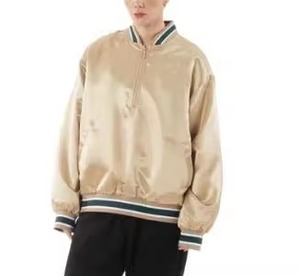 Wholesale Custom Logo High Quality 100% Satin Polyester Plus Size <b>Jacket</b> Waterproof <b>Men's</b> Baseball Satin <b>Bomber</b> <b>Jacket</b> - Product Image 5