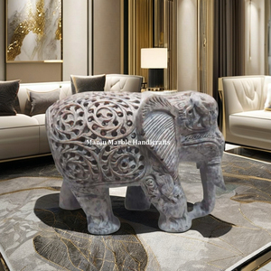 Statue d'animal en forme d'éléphant courbé à la main, élégant et excellent travail en stéatite avec polissage naturel pour article de décoration intérieure - Product Image 1