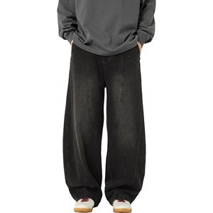 Jean baggy vintage délavé à l'acide pour homme, coupe ample, jambe large, en denim de haute qualité, personnalisable - Product Image 1