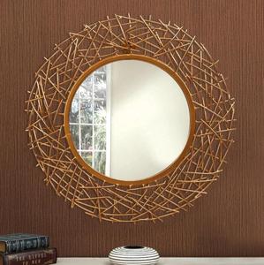 Round Metal Wall <b>Mirror</b> with Bohemian Wire Frame Design Handmade Decorative Circular Framed Edge for Living Room Bedroom - Product Image 3