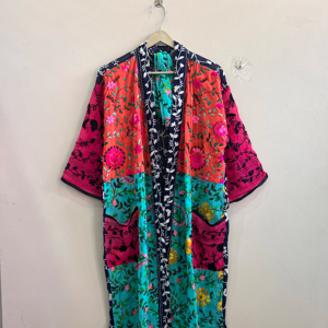 Venta al por mayor de Kimonos Largos de Viscosa Georgette Hechos a Mano con Diseño Phulkari, Chaqueta Tipo Duster, Regalo para Damas de Honor - Product Image 1