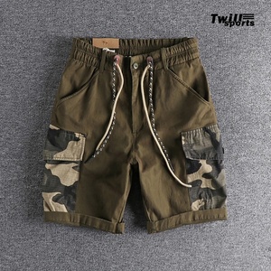 Pantalones Cortos Cargo Casuales de Camuflaje para Hombre, Transpirables, de Algodón, para Gimnasio, Deportivos, con Cintura Elástica, 220g, Múltiples Bolsillos, Venta al Por Mayor - Product Image 4