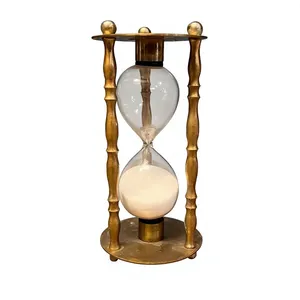 Vintage Handmade Brass Hourglass Sand Timer | Eco-Friendly Glass Sand <b>Clock</b> for Mindful Time Management Home Office Decor Gift - Product Image 1