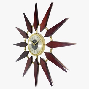 Elegant Modern Sunburst <b>Wall</b> <b>Clock</b> Wooden Abstract Geometric Design Quartz Analog Silent Living Room <b>Decor</b> - Product Image 2