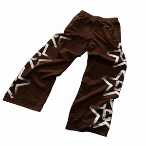 Wholesale Custom Blue Star Print Wide Leg Sweatpants for men Streetwear Oversized Baggy <b>Fleece</b> <b>Trousers</b> - Product Image 4