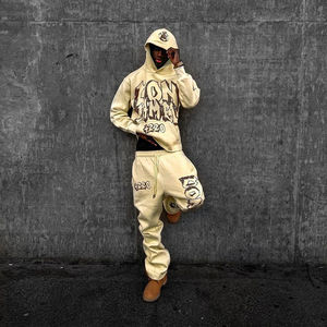 Conjuntos Deportivos Personalizados con Logotipo Serigrafiado, Sudadera con Capucha, Pantalones 100% Algodón de Pierna Recta, Sudadera con Forro Interior de Satén - Product Image 1