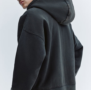 Sudaderas con Capucha para Hombre al por Mayor, con Logotipo Personalizado, Corte Holgado, de Alta Calidad, con Doble Cremallera, Estilo Corto, Tejido de Punto Liso, Poliéster/Algodón - Product Image 4