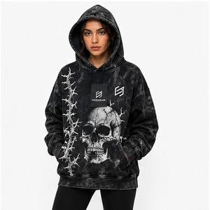 Acid Wash Hoodies For Women Oversized Casual Style Hooded Collar Cotton Material Quick Dry Ladies Hoodies In <b>Low</b> MOQ - Product Image 5