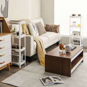 Set di 2 Carrelli Portaoggetti Sottili a 4 Ripiani con Fori di Drenaggio Rimovibili per Cucina e Soggiorno in Spazi Ristretti - Product Image 4