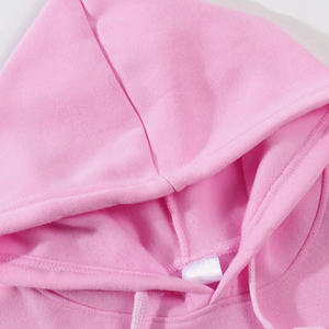 Sweat-shirt à capuche rose unisexe avec pantalon de jogging noir, ensemble décontracté uni, manches longues, coupe classique, vêtements d'automne - Product Image 2